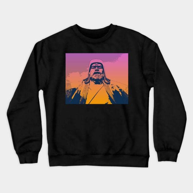 Vaporwave Genghis Khan 4227 Ulaanbaatar Crewneck Sweatshirt by werewolfintheair